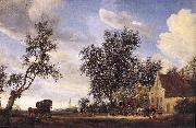 RUYSDAEL, Salomon van Halt at an Inn af oil